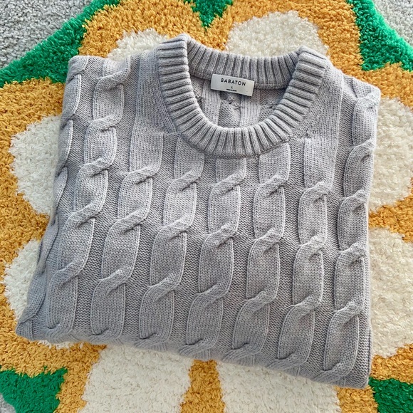 Aritzia Sweaters - Aritzia Babaton Light Gray Cable Knit Sweater